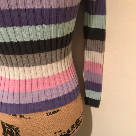 No Boundaries Striped Ribbed Long Sleeve Crew Neck Sweater- S - Picture 9 of 14